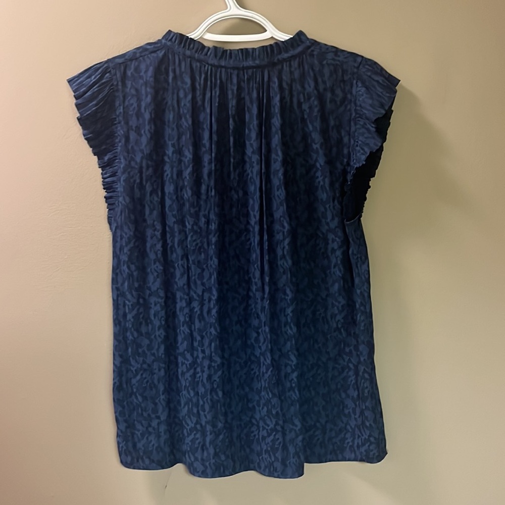 Navy Patterned Blouse - image 2